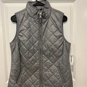 Grey Quilted Old Navy Zip Up Vest